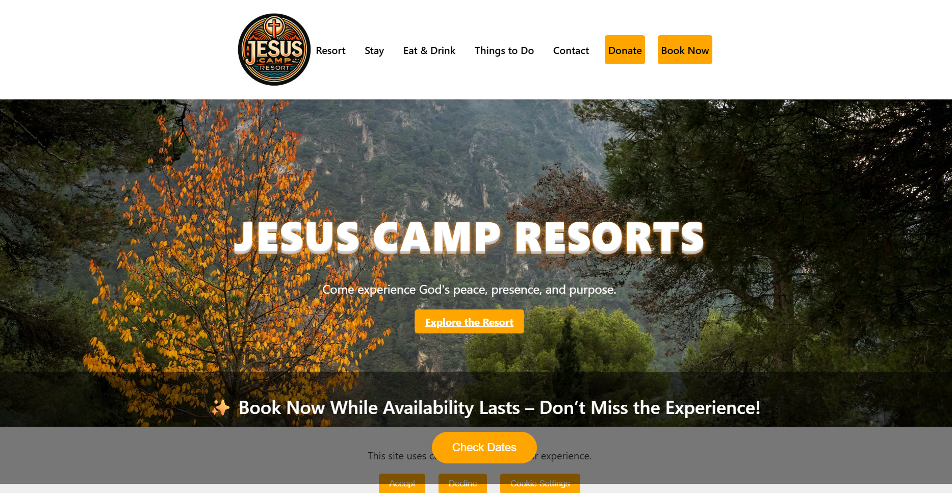 Jesus Camp Resort website preview