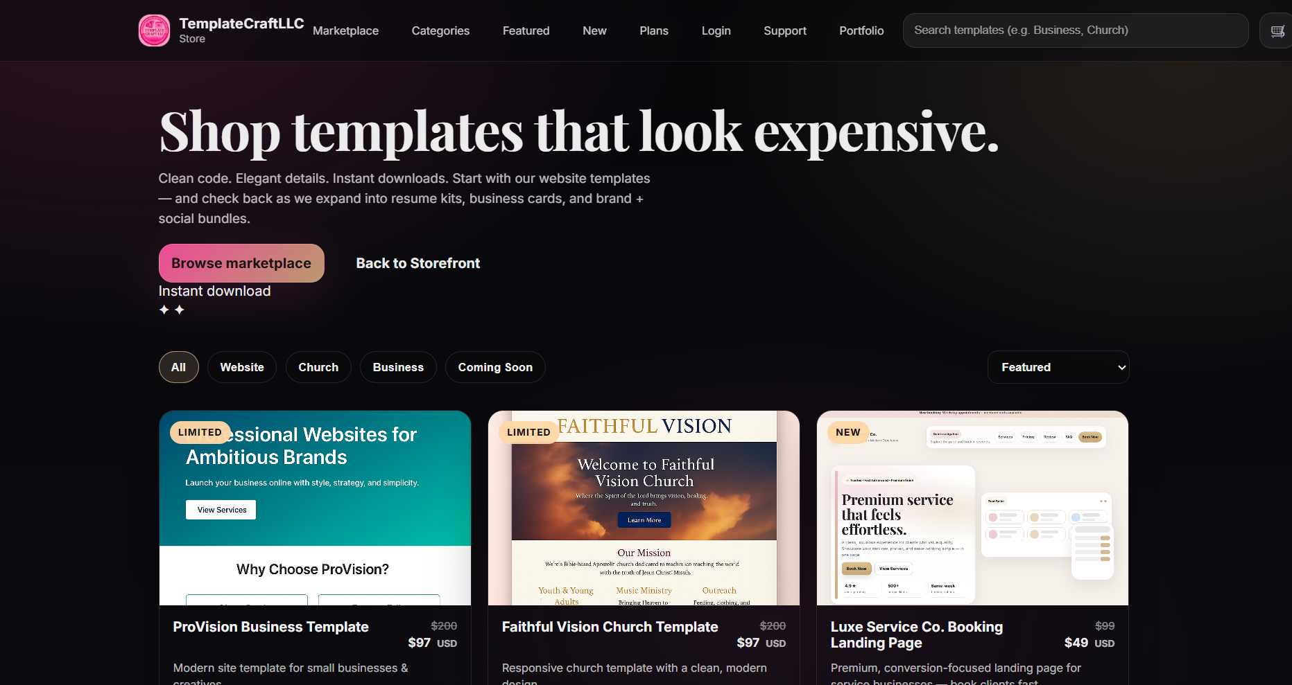 Template Craft LLC store preview